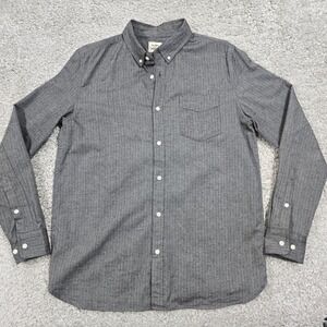 Flint and Tinder Shirt Mens Large Gray Herringbone Button Down Long Sleeve Twill